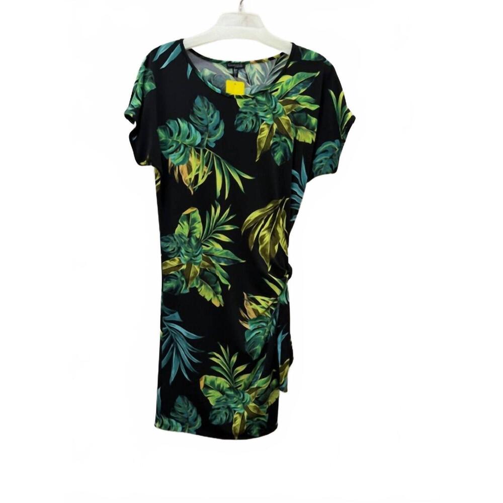 NEW CONRAD C women's aruba dress in black with turquoise teal and lime
